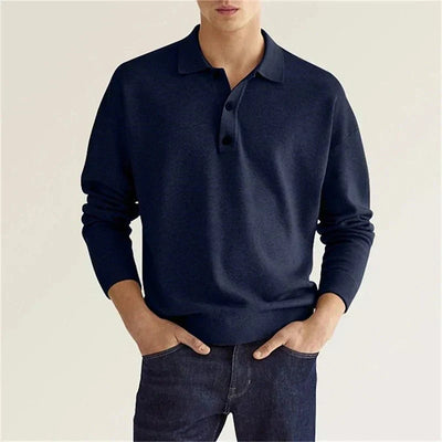 Classic long-sleeved polo shirt for men