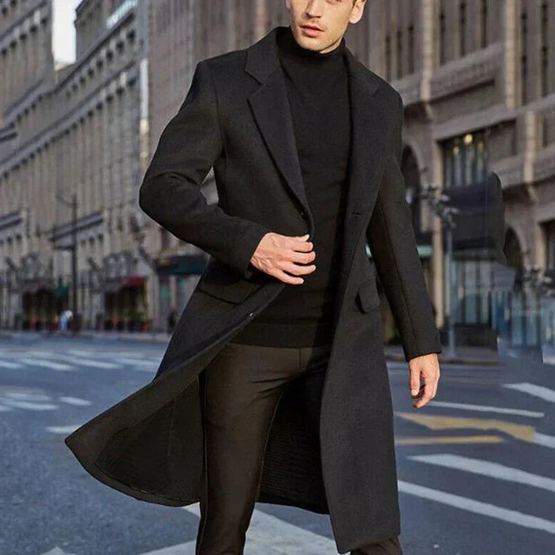 Men’s Long Wool-Blend Formal Overcoat - Victor