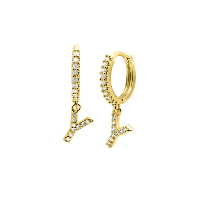 Shiny Letter earrings 18K gold-plated