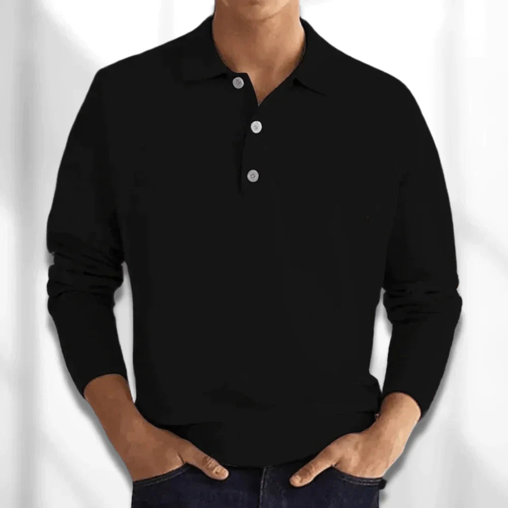 Classic long-sleeved polo shirt for men