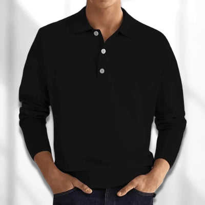 Classic long-sleeved polo shirt for men