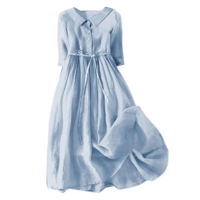 Willow - Summer midi dress with lace-up detail in an A-line silhouette for women