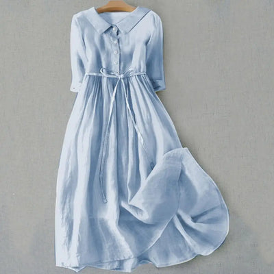 Willow - Summer midi dress with lace-up detail in an A-line silhouette for women