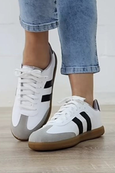 Katia - Flat striped sneakers with laces