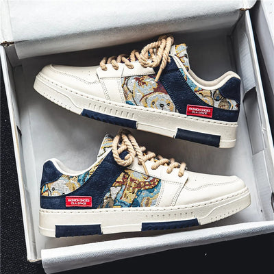 Men's sneakers embroidered panel casual style - Elías
