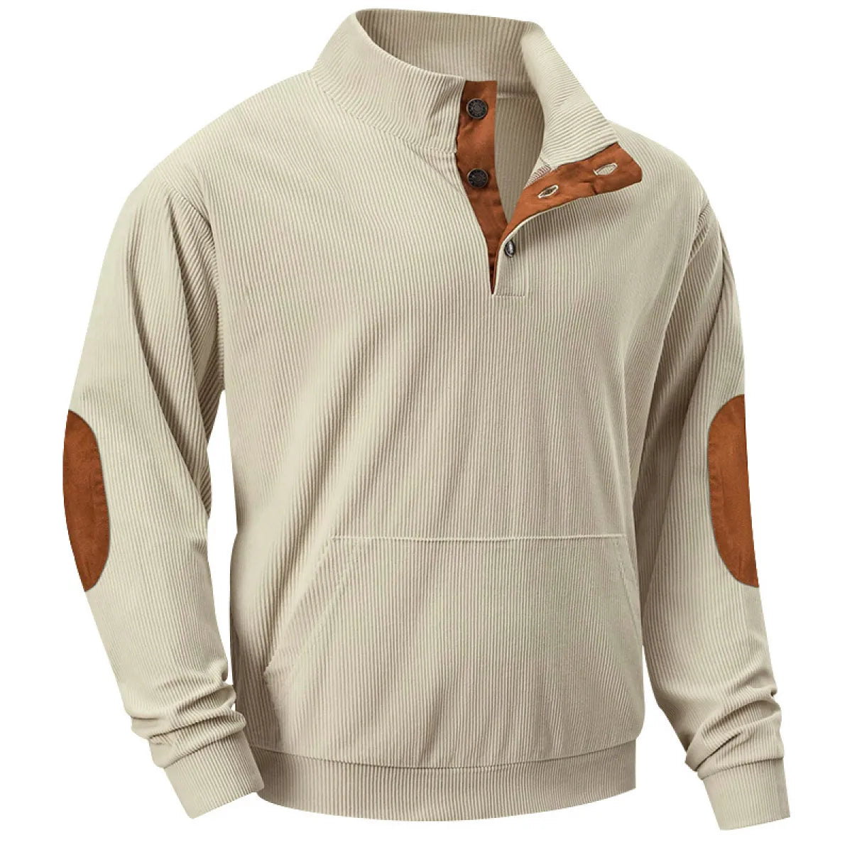 Kaym - Men's sweatshirt with stand-up collar and long sleeves with pockets