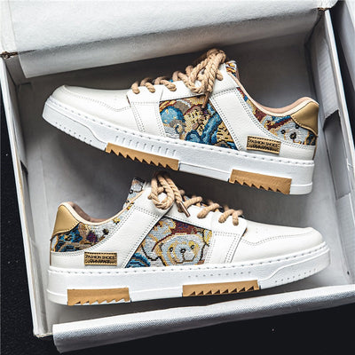 Men's sneakers embroidered panel casual style - Elías