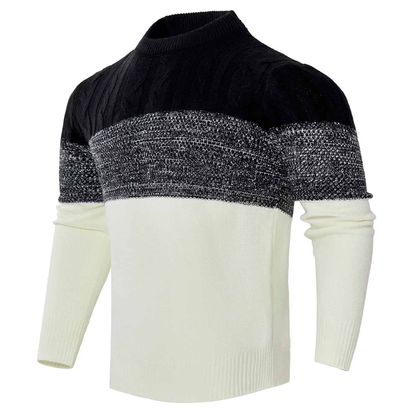Giam - Long-sleeved, casual men's knitted jumper with colour blocks