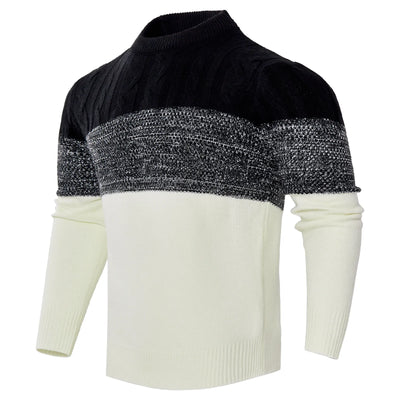 Giam - Long-sleeved, casual men's knitted jumper with colour blocks