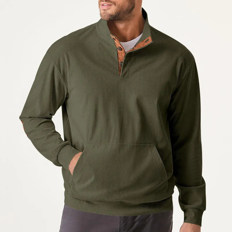Kaym - Men's sweatshirt with stand-up collar and long sleeves with pockets