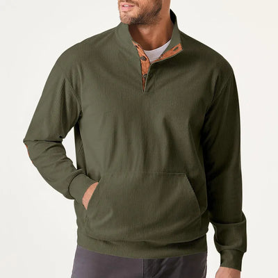 Kaym - Men's sweatshirt with stand-up collar and long sleeves with pockets