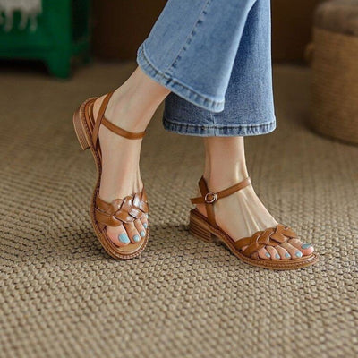 Women's open toe braided flat sandals - Yelina