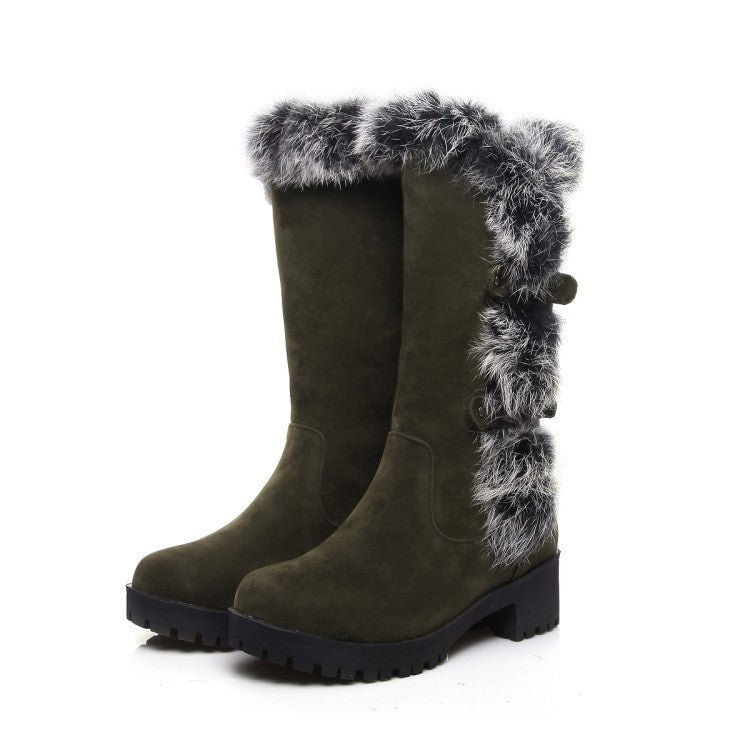 Lara - Women's suede snow boots with fur and low heel