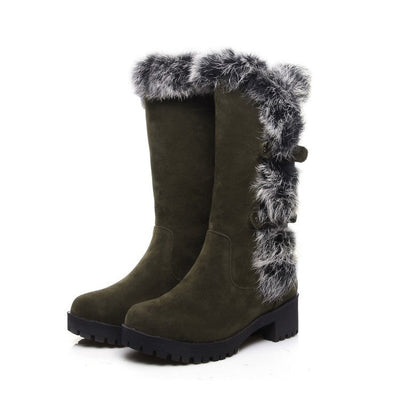 Lara - Women's suede snow boots with fur and low heel