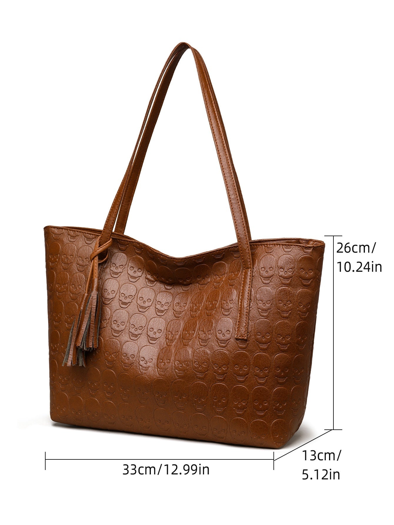 Handbag for women with skull print and large capacity