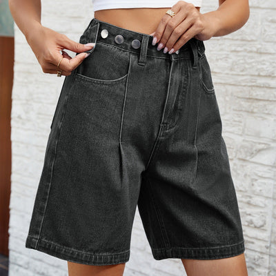 Women's straight cut denim Bermuda shorts vintage style - Kendra
