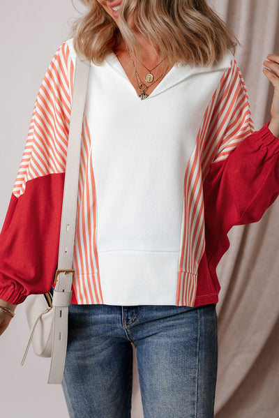 Vale - Oversized sweatshirt with stripes and contrasting V-neckline