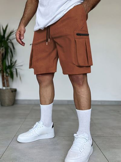 Men's cargo shorts utility pockets terracotta colour - Dakar