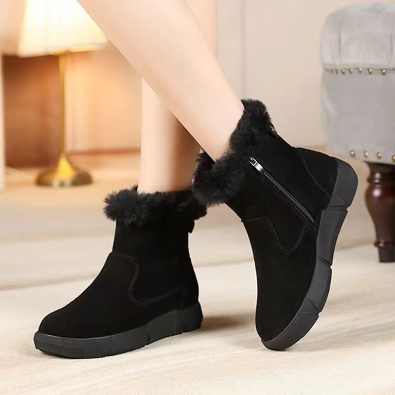 Alo - Ankle boots for women with flat heel and warm fleece lining