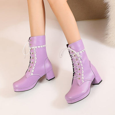 Lace-up ankle boots with decorative lace - Celeste