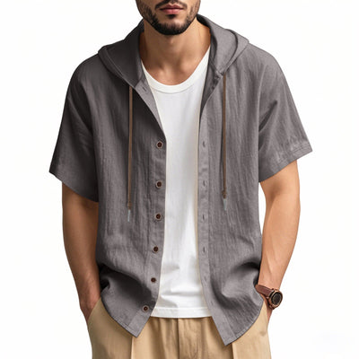 Men's casual relaxed style cotton hooded shirt - Elias