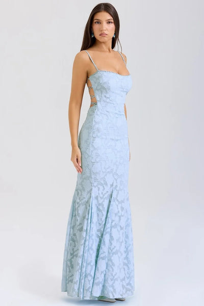 Women's long dress with elegant mermaid lace straps - Aurélie