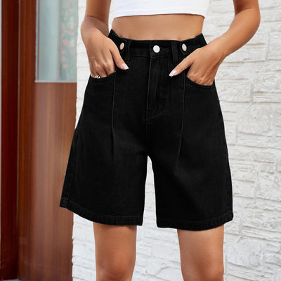 Women's straight cut denim Bermuda shorts vintage style - Kendra