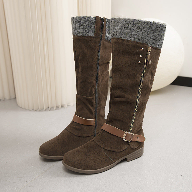 Long boots with zipper and wool detail - Mireille