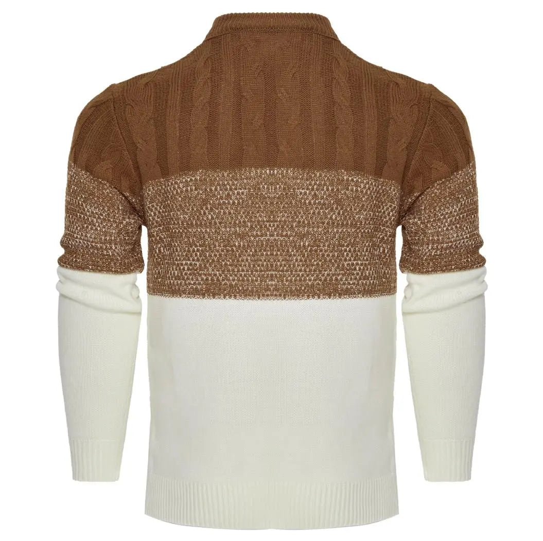 Giam - Long-sleeved, casual men's knitted jumper with colour blocks