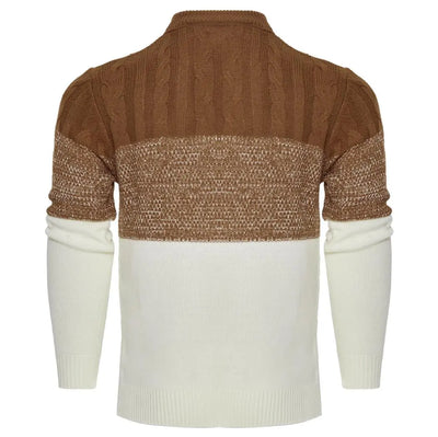 Giam - Long-sleeved, casual men's knitted jumper with colour blocks