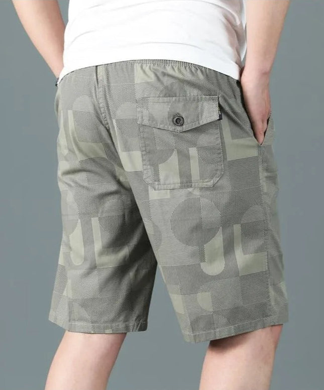 Men's geometric print cotton Bermuda shorts relaxed style - Mateo