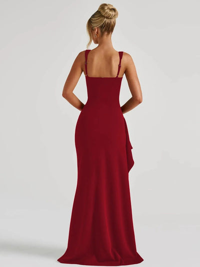 Women's long dress with open neckline - Dhalia