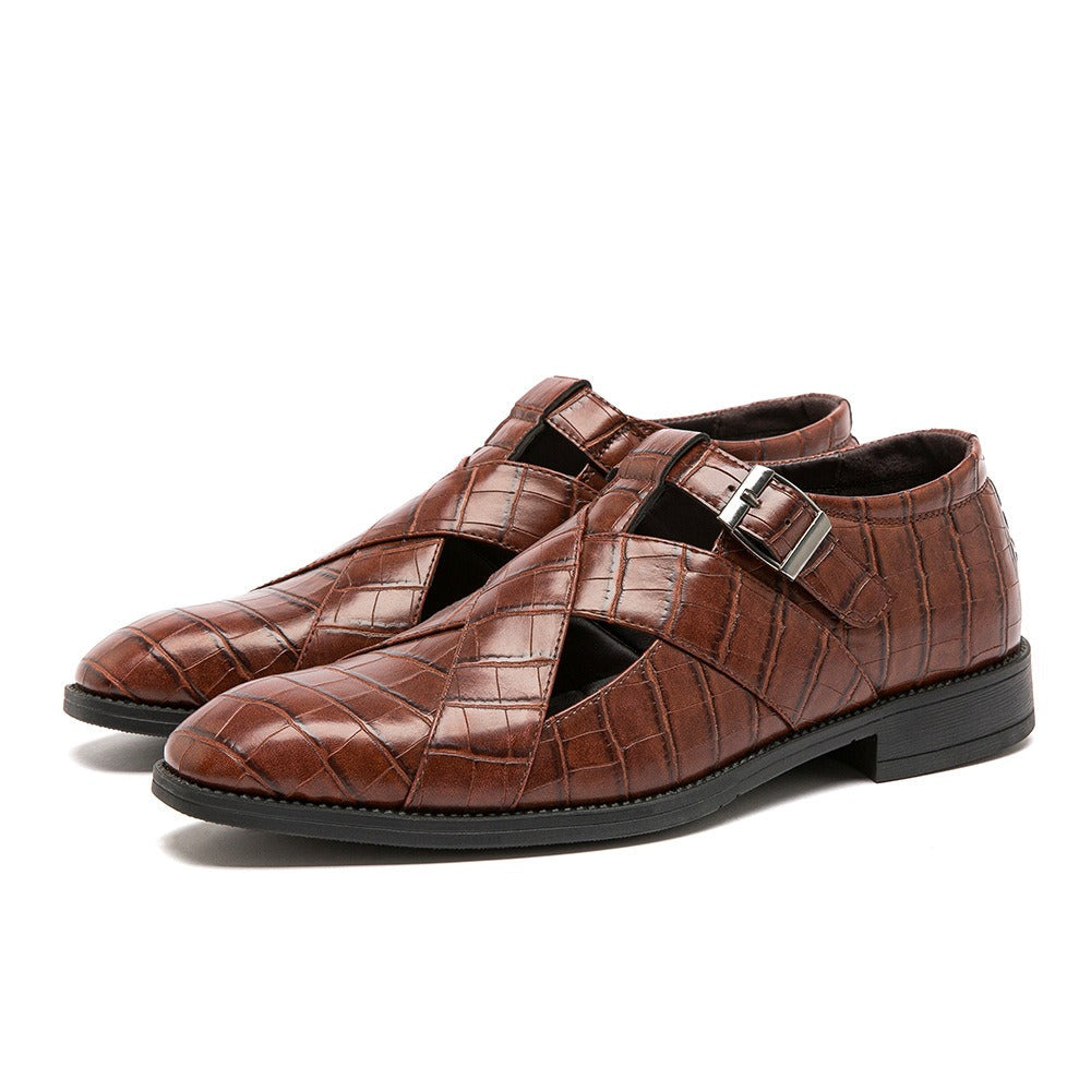 Men's formal shoes with elegant leather openwork design - Ferrano