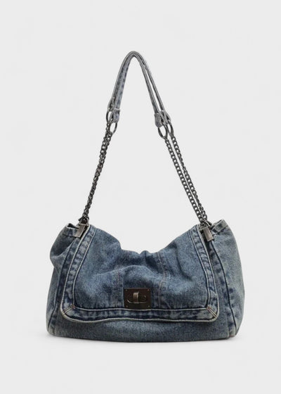 Denim women's bag urban style metallic chain - Briseida