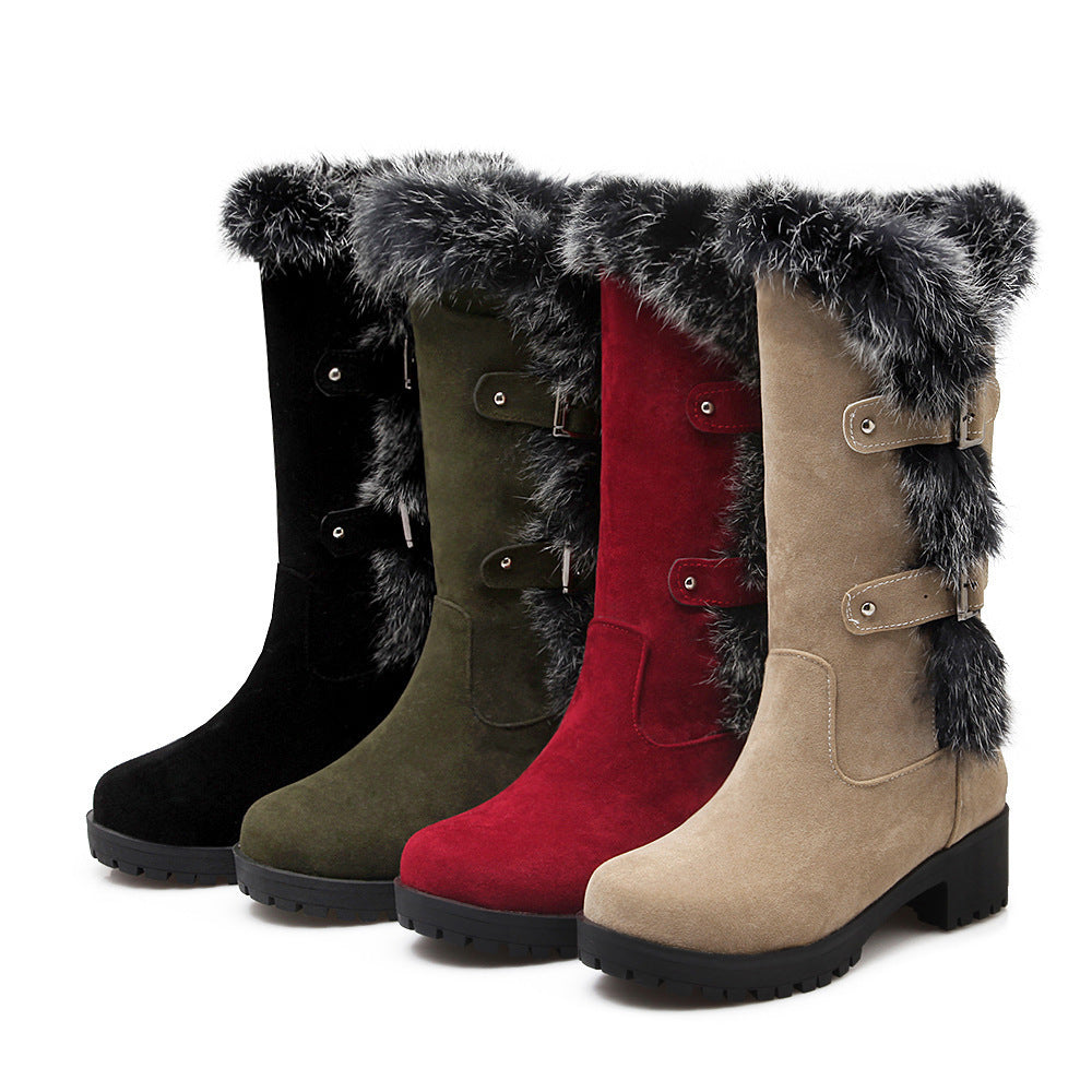 Lara - Women's suede snow boots with fur and low heel