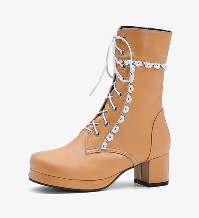 Lace-up ankle boots with decorative lace - Celeste