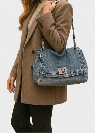 Denim women's bag urban style metallic chain - Briseida