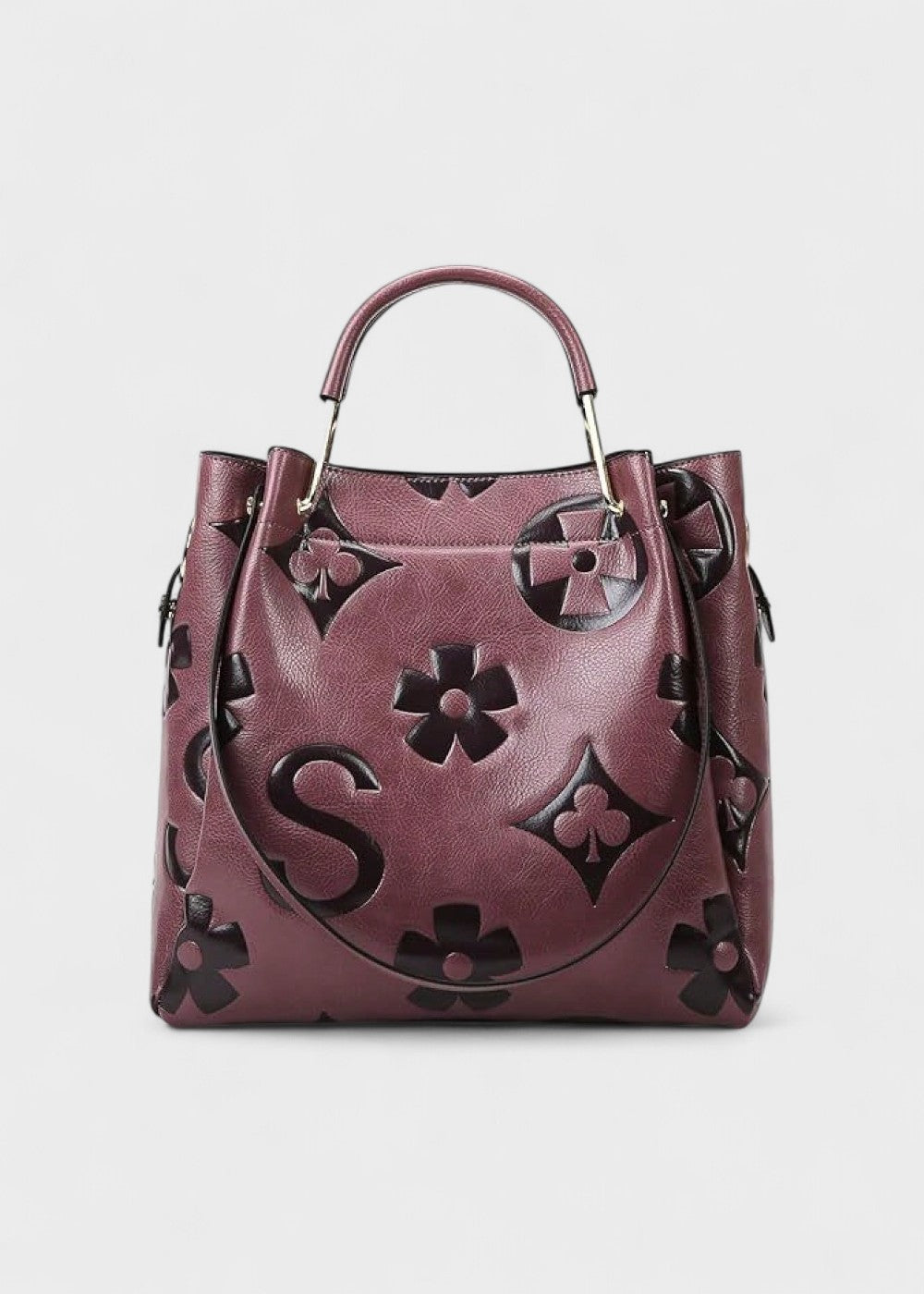 Women's floral engraved shopper bag - Samara