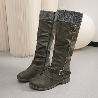 Long boots with zipper and wool detail - Mireille