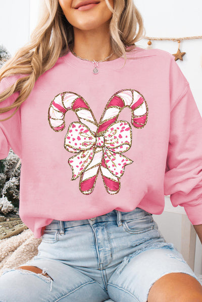 Sweatshirt - Women - Candy Cane Print - Relaxed Fit - Amelina