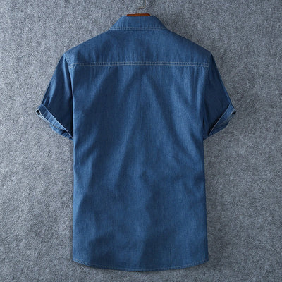 Men's denim shirt short sleeve cotton blue - Denver