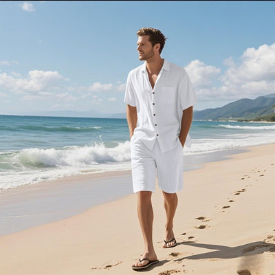 Men's summer set in breathable linen casual style - Mateo