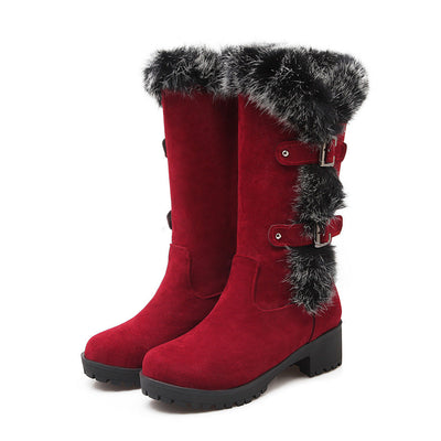 Lara - Women's suede snow boots with fur and low heel
