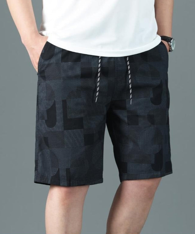 Men's geometric print cotton Bermuda shorts relaxed style - Mateo