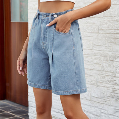 Women's straight cut denim Bermuda shorts vintage style - Kendra