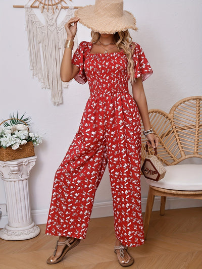 Helena - Elegant wide jumpsuit with floral print
