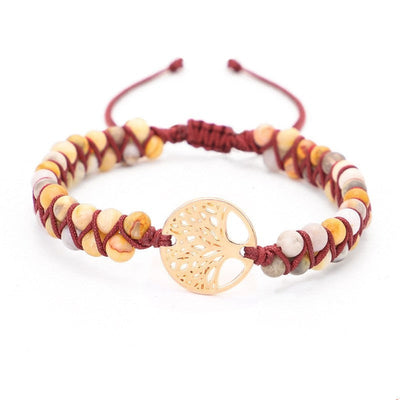 Yoga bracelet woven with tree of life charm