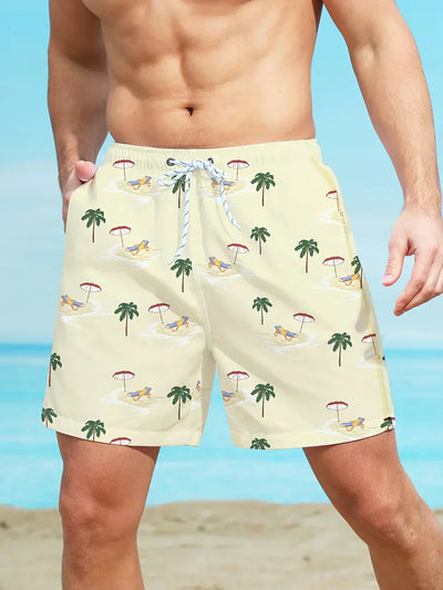 Tom - Beach shorts with palm tree pattern