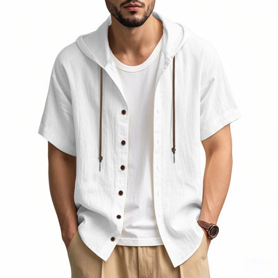 Men's casual relaxed style cotton hooded shirt - Elias