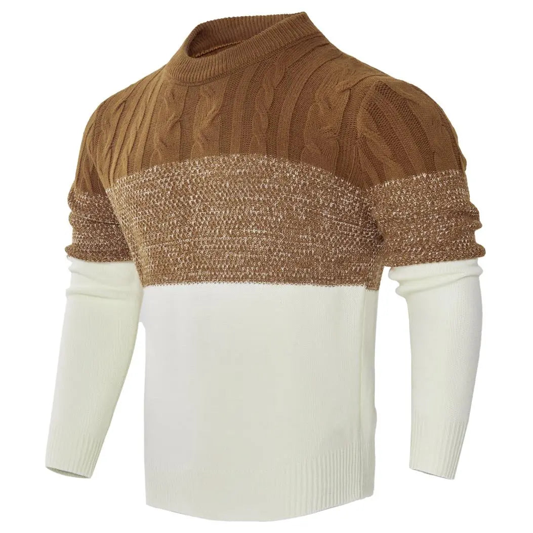 Giam - Long-sleeved, casual men's knitted jumper with colour blocks